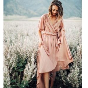 Embroidered wrap dress